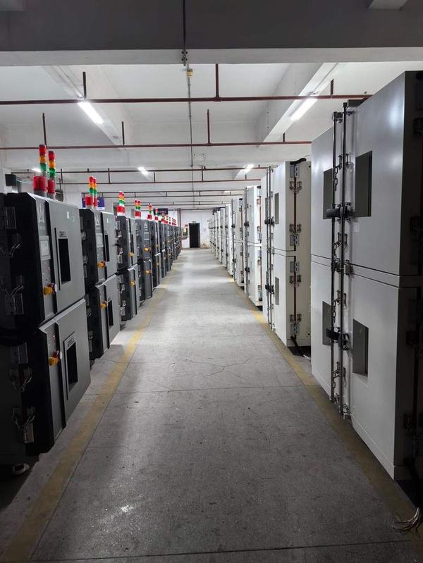 VoltTest battery cycling test rack for capacity and cycle life testing — Li-ion cell evaluation lab setup